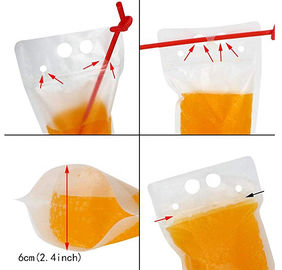 Heat-Proof Plastic Stand Up Juice Pouch With Straws Clear Drink Pouch Heavy Duty Hand-held Reclosable Zipper supplier