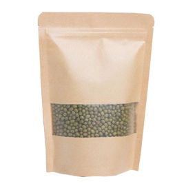 Food Grade Zipper white brown kraft paper bags with clear window and zipper supplier