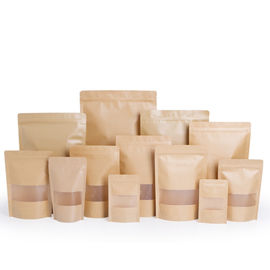 Food Grade Zipper white brown kraft paper bags with clear window and zipper supplier