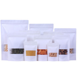 Food Grade Zipper white brown kraft paper bags with clear window and zipper supplier
