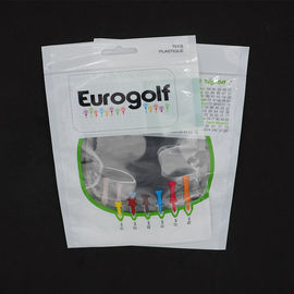 Customized logo OPP plastic golf bag with wooden golf tee/ 3 side seal laminated plastic bag with hanger supplier