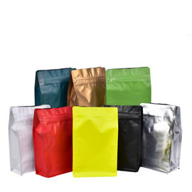 Eight-sided zipper bag flat bottom black aluminum foil k bags stand up pouches for air valve coffee bean wholesale supplier