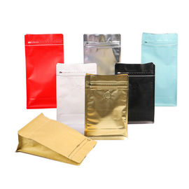 Eight-sided zipper bag flat bottom black aluminum foil k bags stand up pouches for air valve coffee bean wholesale supplier