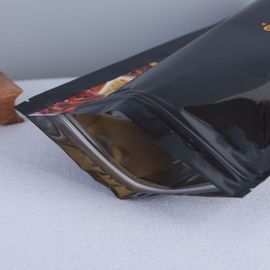 Black Printing Eight-sided Zipper stand up zip lock aluminum foil food grade bag for Tobacco Packing supplier