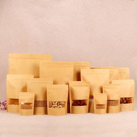 Food Packaging  Stand up Bag Kraft Brown Paper Zipper bags with Window supplier