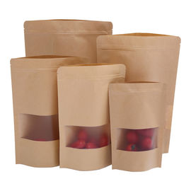 Standing dried fruit food fruit nut tea zipper window sealed bag kraft paper pouch packaging bag supplier