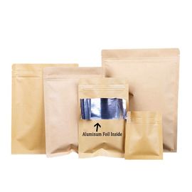 Flat Bottom Resealable Kraft brown paper bags with zipper foil lined for Food supplier