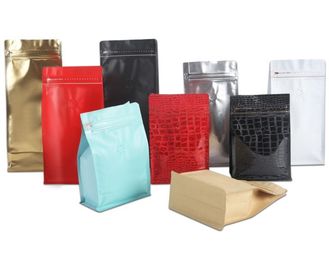 Colorful Flat bottom  aluminum foil k bags with air valve  for coffee bean supplier