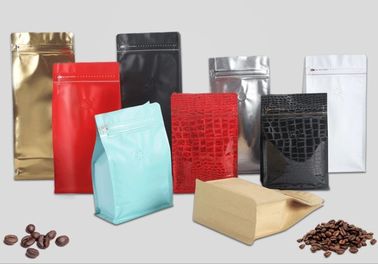 Colorful Flat bottom  aluminum foil k bags with air valve  for coffee bean supplier