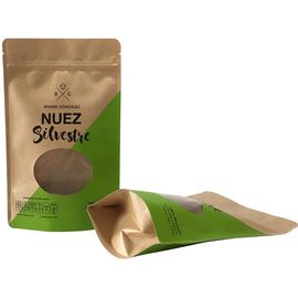 stand up pouch bag with clear window paper bag for coffee bean supplier