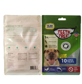 Custom flat bottom stand up pouch PE k plastic bags for dog food packaging supplier