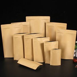 Doypack k Brown White Kraft Craft Paper Standing Up Pouches Food Packaging Zipper Bags With Window supplier