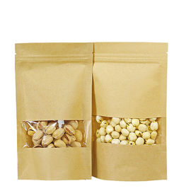 Stand up kraft k paper bag with clear window for cookies and nuts packing supplier