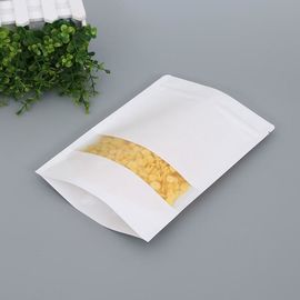 Custom Food Packaging Bag Standup White Kraft Paper Zipper Bag with Window for Food Wholesale supplier