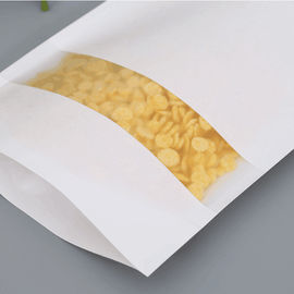 Custom Food Packaging Bag Standup White Kraft Paper Zipper Bag with Window for Food Wholesale supplier