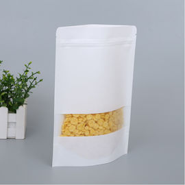 Custom Food Packaging Bag Standup White Kraft Paper Zipper Bag with Window for Food Wholesale supplier