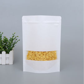 Custom Food Packaging Bag Standup White Kraft Paper Zipper Bag with Window for Food Wholesale supplier