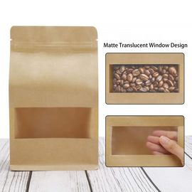 Custom printed Flat Bottom zipper pouch kraft paper bags with window supplier