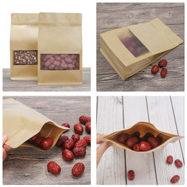 Custom printed Flat Bottom zipper pouch kraft paper bags with window supplier