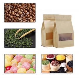 Custom printed Flat Bottom zipper pouch kraft paper bags with window supplier