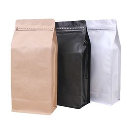 Coffee bag Flat Bottom k kraft paper bag/ tea packaging bags with valve supplier