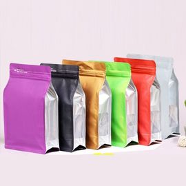 plastic coffee mate packaging bag quad side seal bag with flat bottom supplier