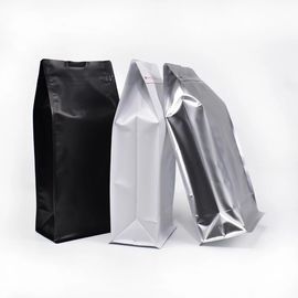 plastic coffee mate packaging bag quad side seal bag with flat bottom supplier