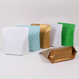 plastic coffee mate packaging bag quad side seal bag with flat bottom supplier