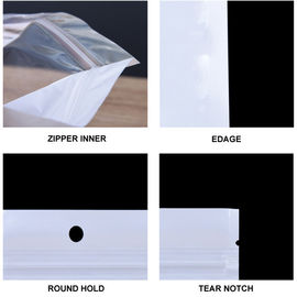 Transparent Pearl White Resealable Ziplock Flat Mylar Display Plastic Bag with Hang Hole Clear Front supplier