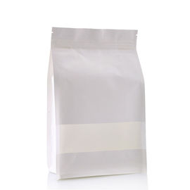 matte resealable zipper top food spot packaging bags flat bottom white kraft paper bags with rectangle window supplier