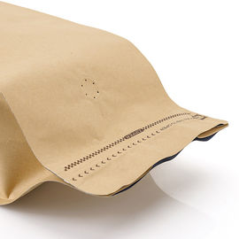 Eco friendly specialty kraft paper flat bottom one way valve ziplock box pouch coffee bag for 250g 500g 1kg supplier