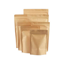 Degradable kraft paper food packaging vertical zipper brown white paper bag supplier