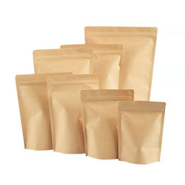 Degradable kraft paper food packaging vertical zipper brown white paper bag supplier