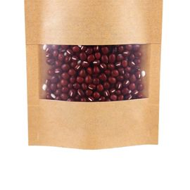 Recyclable kraft paper ziplock food plastic packaging bag with clear window supplier