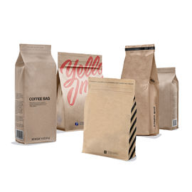 high quality recycled custom Logo Printed ziplock brown kraft paper bags lunch bag for food supplier