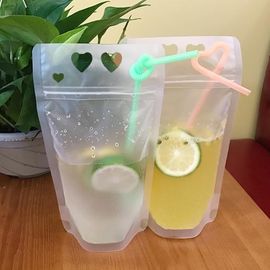 Portable Juice Beverage Packaging Bag Ziplock Transparent Matte Stand Up Pouch supplier