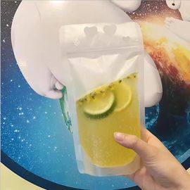 Portable Juice Beverage Packaging Bag Ziplock Transparent Matte Stand Up Pouch supplier