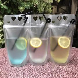 Portable Juice Beverage Packaging Bag Ziplock Transparent Matte Stand Up Pouch supplier