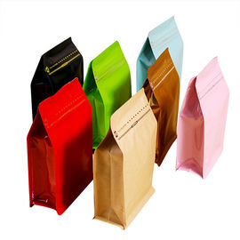 Stand up Flat Bottom Aluminum Foil/Kraft Paper Printed Coffee Plastic Valve Bags supplier