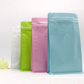 Coffee Bean Food Packaging Resealable Eight Side Sealing Flat Bottom Stand UP Zipper Bag With Valve supplier