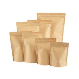 Compostable Brown Stand Up Kraft Paper Zip Lock Bag Aluminum Foil Mylar Doypack Zipper Bag supplier