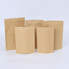 Compostable Brown Stand Up Kraft Paper Zip Lock Bag Aluminum Foil Mylar Doypack Zipper Bag supplier