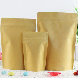 Compostable Brown Stand Up Kraft Paper Zip Lock Bag Aluminum Foil Mylar Doypack Zipper Bag supplier