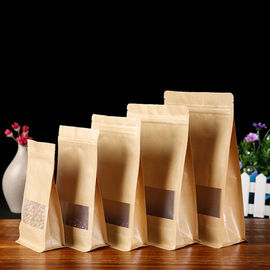 Flat Bottom Clear Window Food Package Brown Kraft Paper Bag for Snack supplier