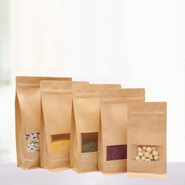 Flat Bottom Clear Window Food Package Brown Kraft Paper Bag for Snack supplier