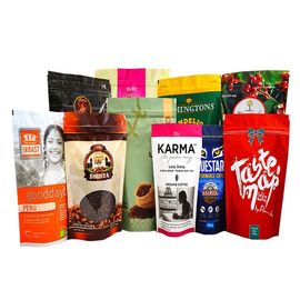 Custom Printed Doypack Resealable Ziplock Standing Up Pouches Aluminum Foil Coffee Packaging Bags With Zipper supplier