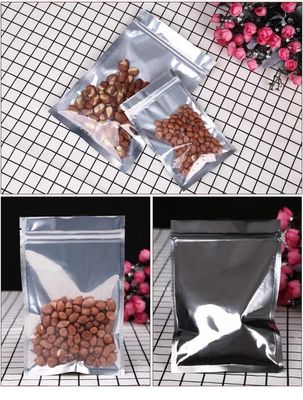 One Side Clear One Side Aluminum Foil 3 Side Seal Flat Zipper Bag supplier