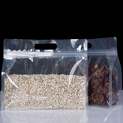 clear plastic Snack Zipper bag eight sides seal Zipper Block Square Flat Bottom Pouch supplier