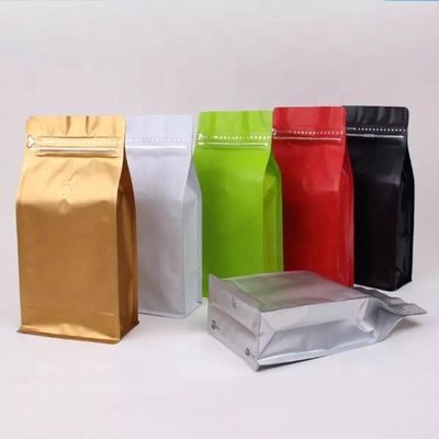 Custom Printed Aluminum Foil Coffee Bean Packing Pouch / Coffee Packaging Bag with Valve zipper Flat Bottom Coffee Bag supplier