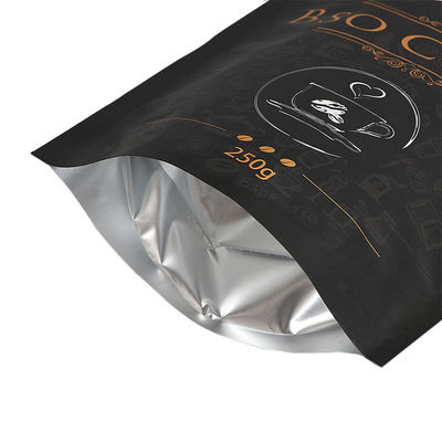 Laminated reusable aluminum foil zip lock bag stand up pouch black coffee bag supplier